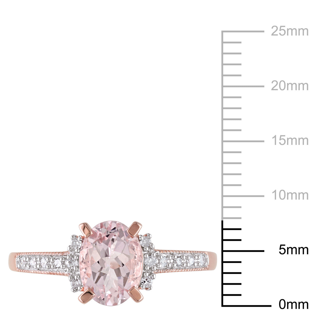 Ice Jewellery 1 Carat Morganite & Diamond Sterling Silver Ring with Pink Rhodium - 7500719739 | Ice Jewellery Australia