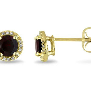 Ice Jewellery Garnet & Diamond Earrings in 10k Yellow Gold - 7500900127 | Ice Jewellery Australia