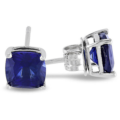 Ice Jewellery Blue Sapphire Solitaire Stud Earrings in Silver - 7500900154 | Ice Jewellery Australia