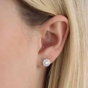 Ice Jewellery Cluster Diamond Stud Earrings with 1.00ct Diamonds in 9K White Gold - 9WECLUS100GH | Ice Jewellery Australia