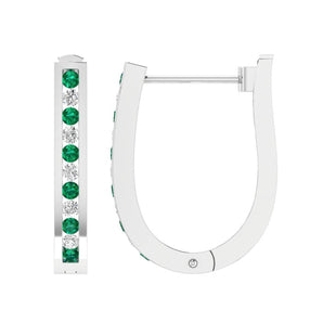 Ice Jewellery Emerald Diamond Huggie Earrings with 0.50ct Diamonds in 9K White Gold - 9WHUG50GHE | Ice Jewellery Australia