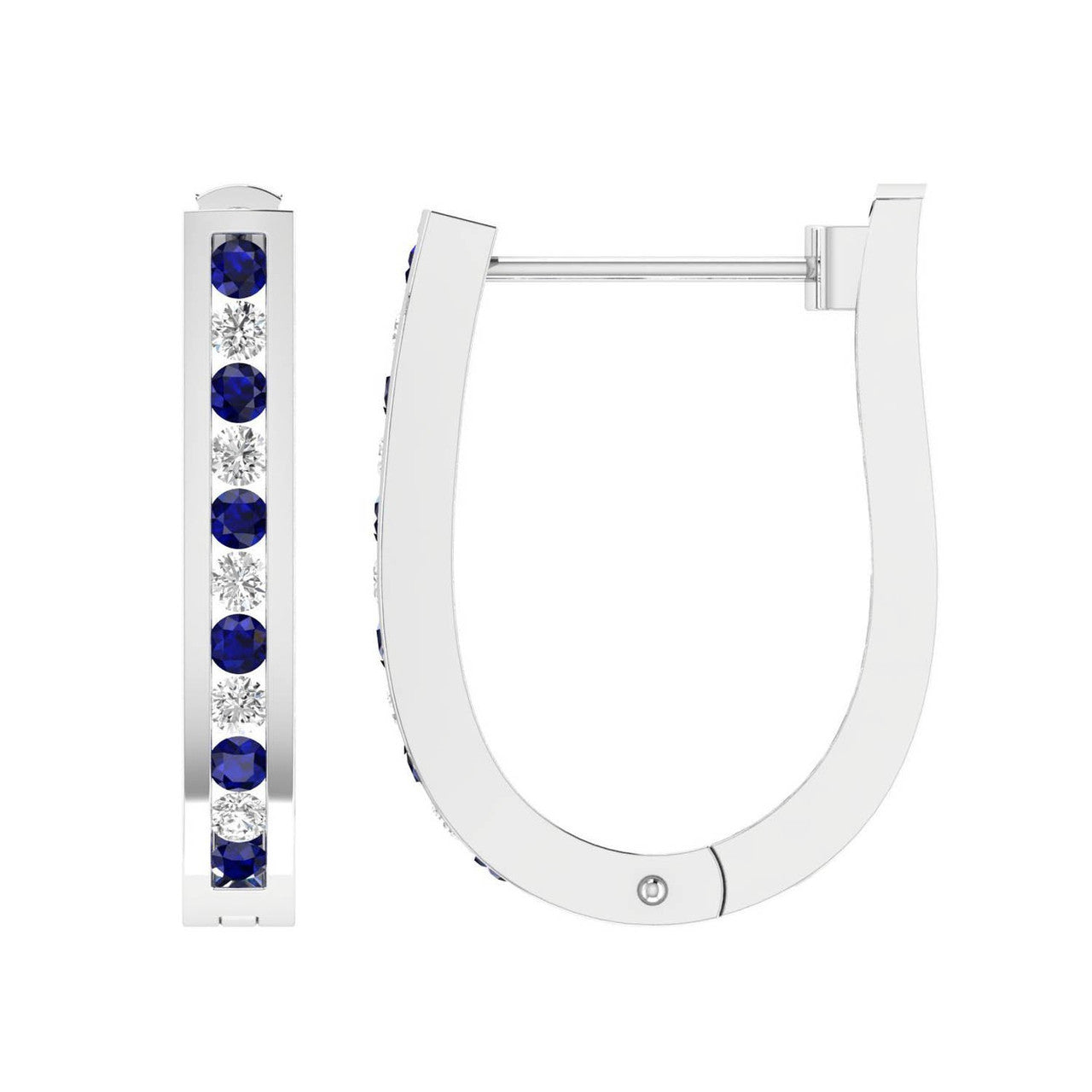 Ice Jewellery Sapphire Diamond Huggie Earrings with 0.50ct Diamonds in 9K White Gold - 9WHUG50GHS | Ice Jewellery Australia