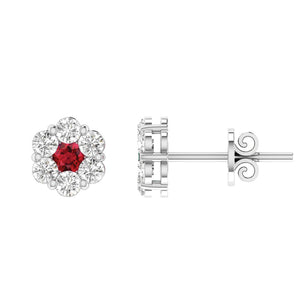Ice Jewellery Ruby Diamond Earrings with 0.80ct Diamonds in 9K White Gold - 9WRE100GHR | Ice Jewellery Australia