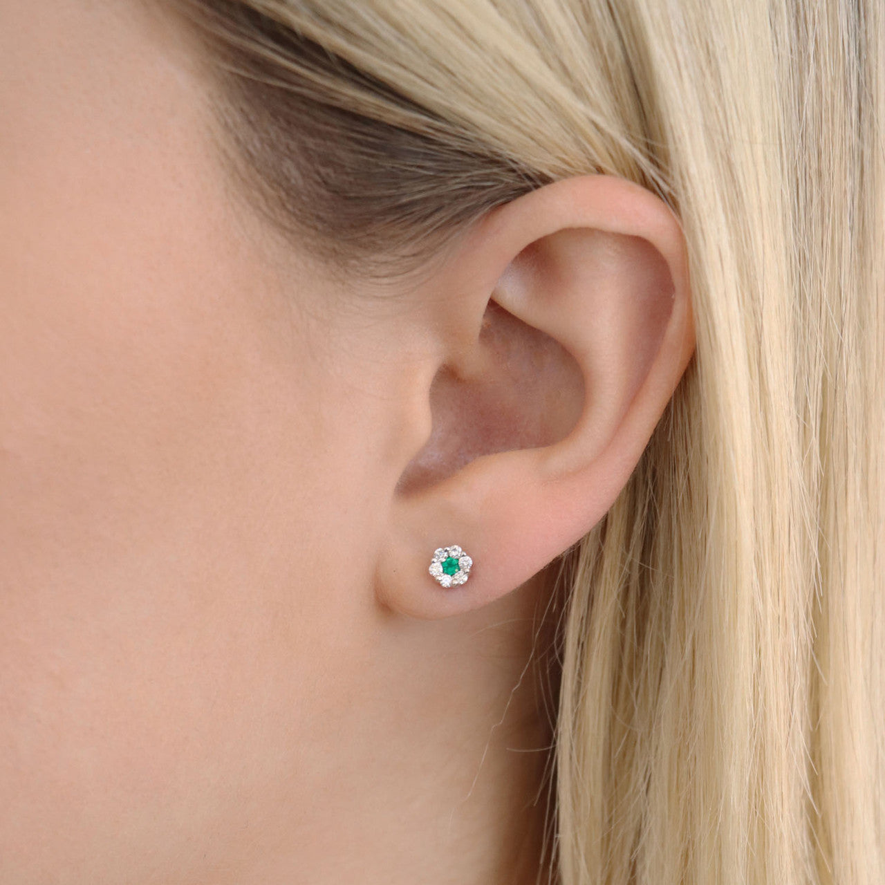 Ice Jewellery Emerald Diamond Stud Earrings with 0.19ct Diamonds in 9K White Gold - 9WRE25GHE | Ice Jewellery Australia
