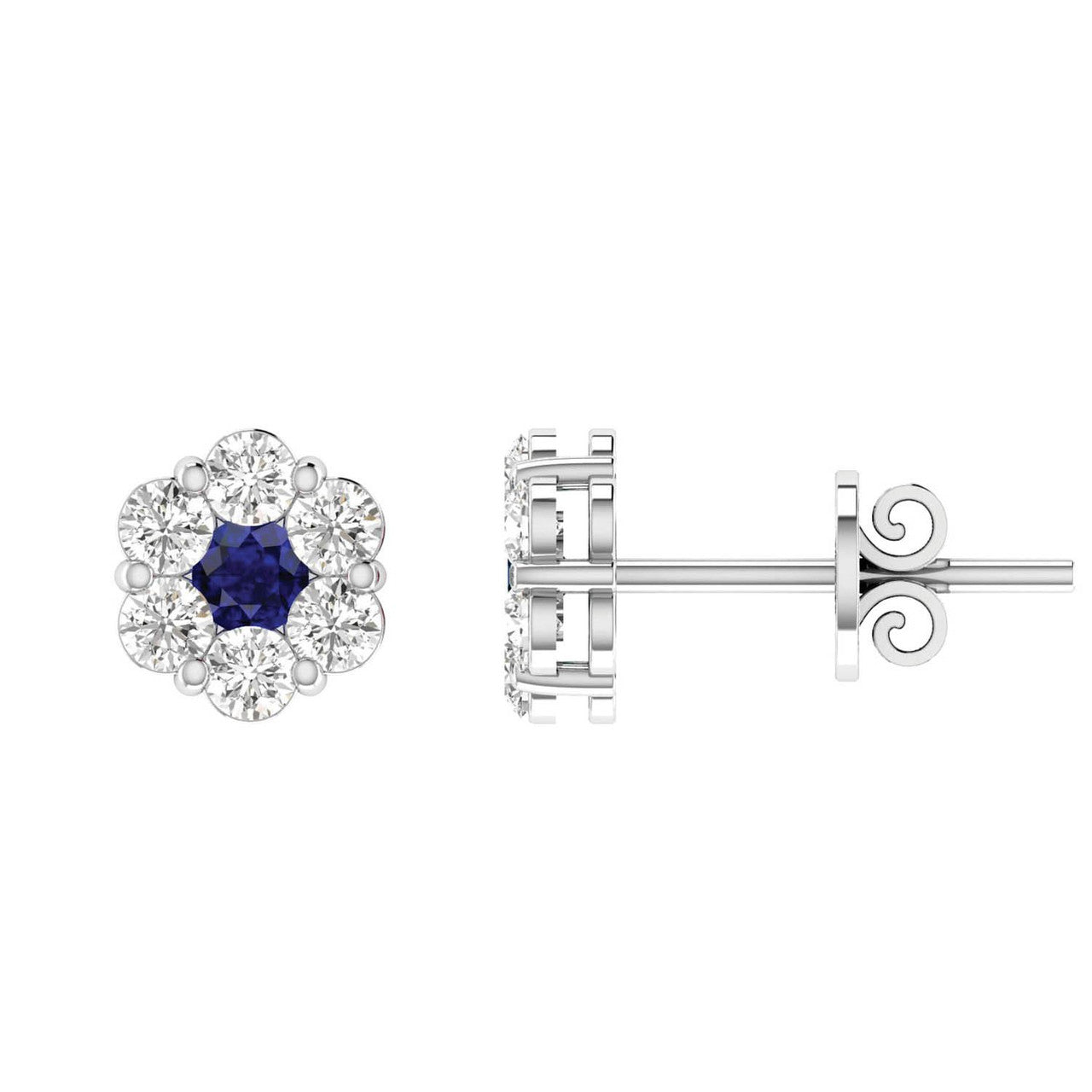 Ice Jewellery Sapphire Diamond Stud Earrings with 0.24ct Diamonds in 9K White Gold - 9WRE33GHS | Ice Jewellery Australia