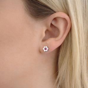 Ice Jewellery Ruby Diamond Earrings with 0.53ct Diamonds in 9K White Gold - 9WRE75GHR | Ice Jewellery Australia