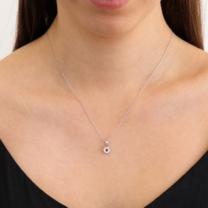 Ice Jewellery Ruby Diamond Pendant with 0.19ct Diamonds in 9K White Gold - 9WRP25GHR | Ice Jewellery Australia