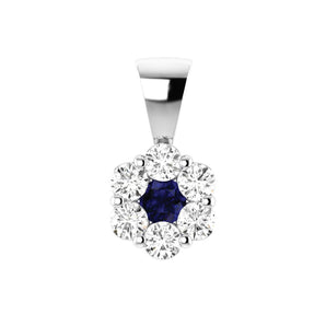 Ice Jewellery Sapphire Diamond Pendant with 0.19ct Diamonds in 9K White Gold - 9WRP25GHS | Ice Jewellery Australia