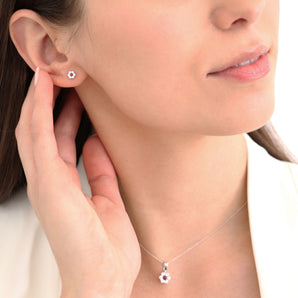Ice Jewellery Ruby Diamond Pendant with 0.40ct Diamonds in 9K White Gold - 9WRP50GHR | Ice Jewellery Australia