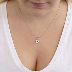 Ice Jewellery Ruby Diamond Pendant with 0.53ct Diamonds in 9K White Gold - 9WRP75GHR | Ice Jewellery Australia