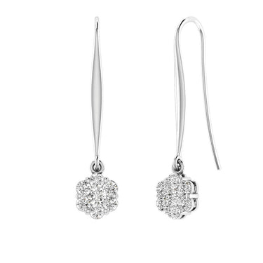 Ice Jewellery Cluster Hook Diamond Earrings with 0.15ct Diamonds in 9K White Gold - 9WSH15GH | Ice Jewellery Australia