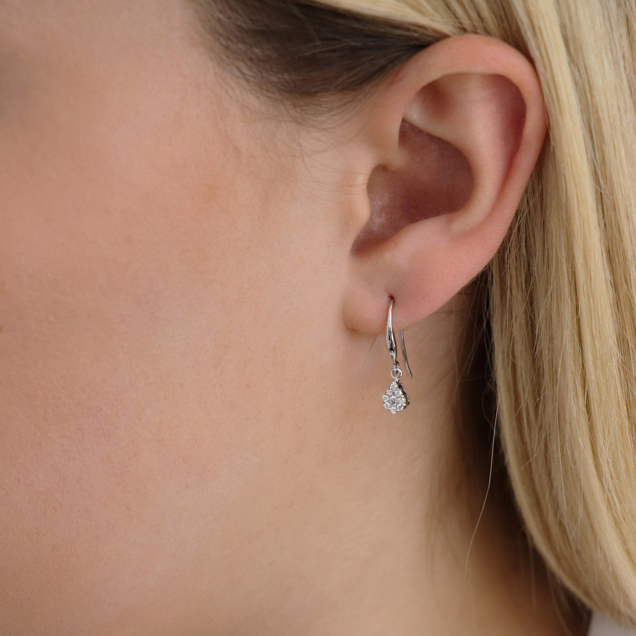 Ice Jewellery Tear Drop Hook Diamond Earrings with 0.15ct Diamonds in 9K White Gold - 9WTDSH15GH | Ice Jewellery Australia