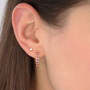 Ruby Earrings - Ruby Hoop Earrings