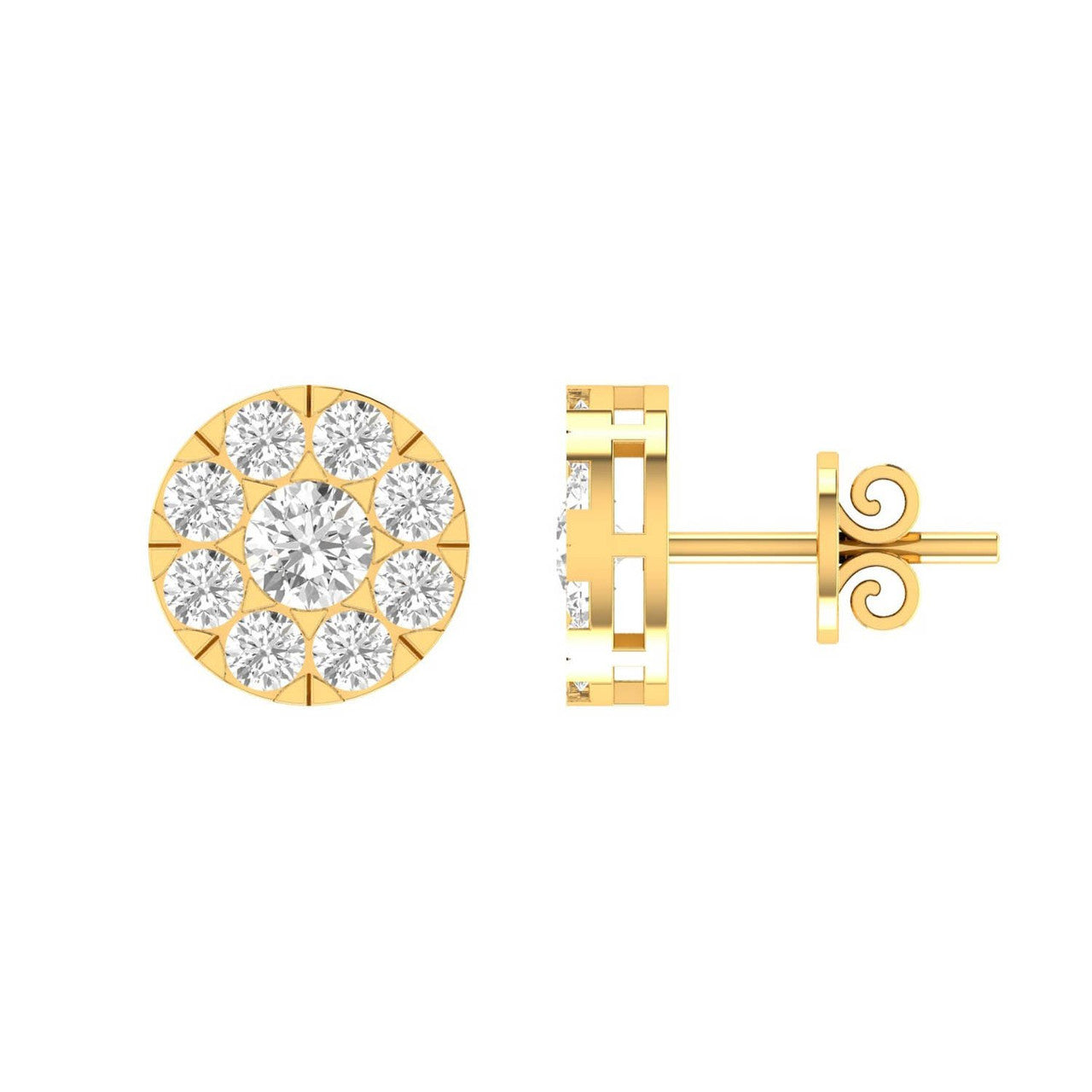 Ice Jewellery Cluster Diamond Stud Earrings with 0.20ct Diamonds in 9K Yellow Gold - 9YECLUS20GH | Ice Jewellery Australia