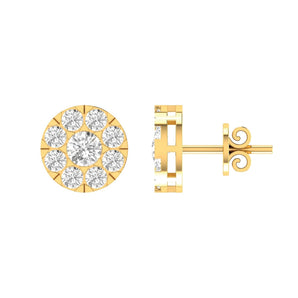 Ice Jewellery Cluster Diamond Stud Earrings with 0.50ct Diamonds in 9K Yellow Gold - 9YECLUS50GH | Ice Jewellery Australia