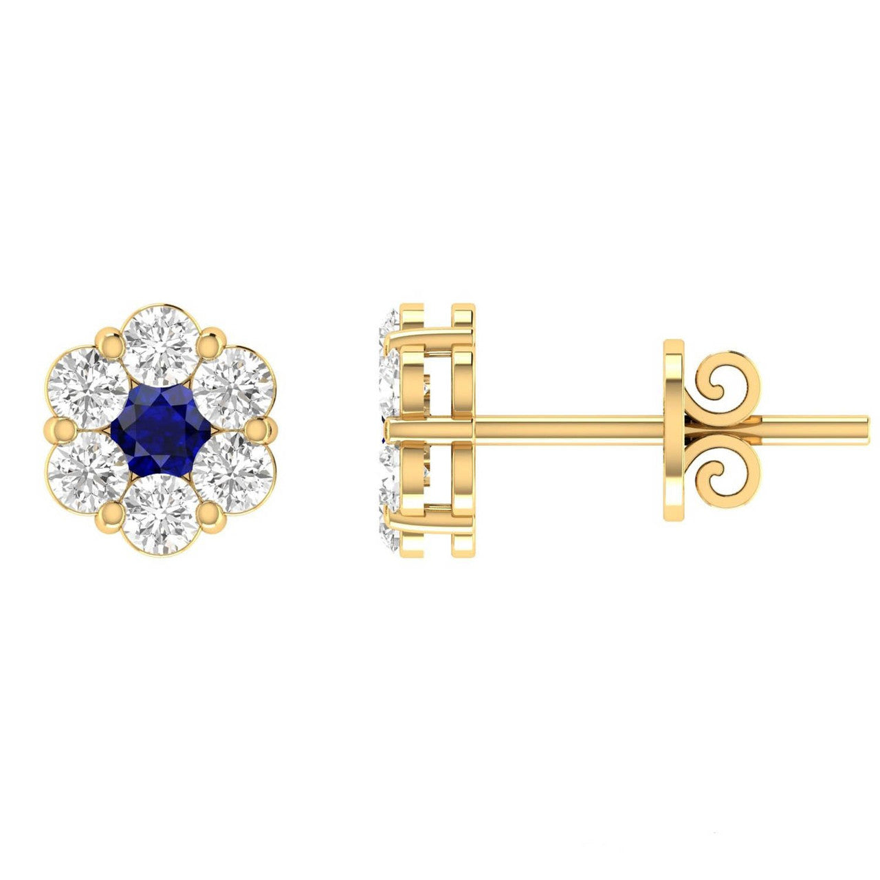 Ice Jewellery Sapphire Diamond Stud Earrings with 0.80ct Diamonds in 9K Yellow Gold - 9YRE100GHS | Ice Jewellery Australia