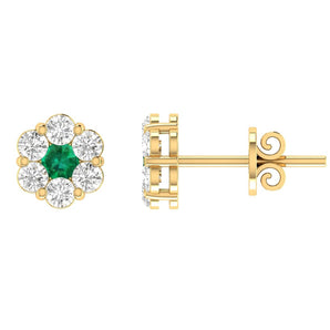 Ice Jewellery Emerald Diamond Stud Earrings with 0.19ct Diamonds in 9K Yellow Gold - 9YRE25GHE | Ice Jewellery Australia