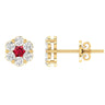 Ice Jewellery Ruby Diamond Earrings with 0.19ct Diamonds in 9K Yellow Gold - 9YRE25GHR | Ice Jewellery Australia