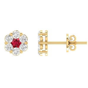 Ice Jewellery Ruby Diamond Earrings with 0.24ct Diamonds in 9K Yellow Gold - 9YRE33GHR | Ice Jewellery Australia