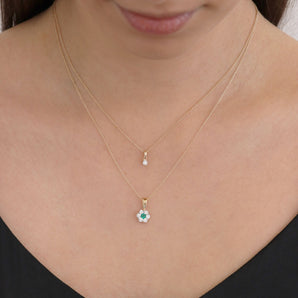 Ice Jewellery Emerald Diamond Pendant with 0.40ct Diamonds in 9K Yellow Gold - 9YRP50GHE | Ice Jewellery Australia