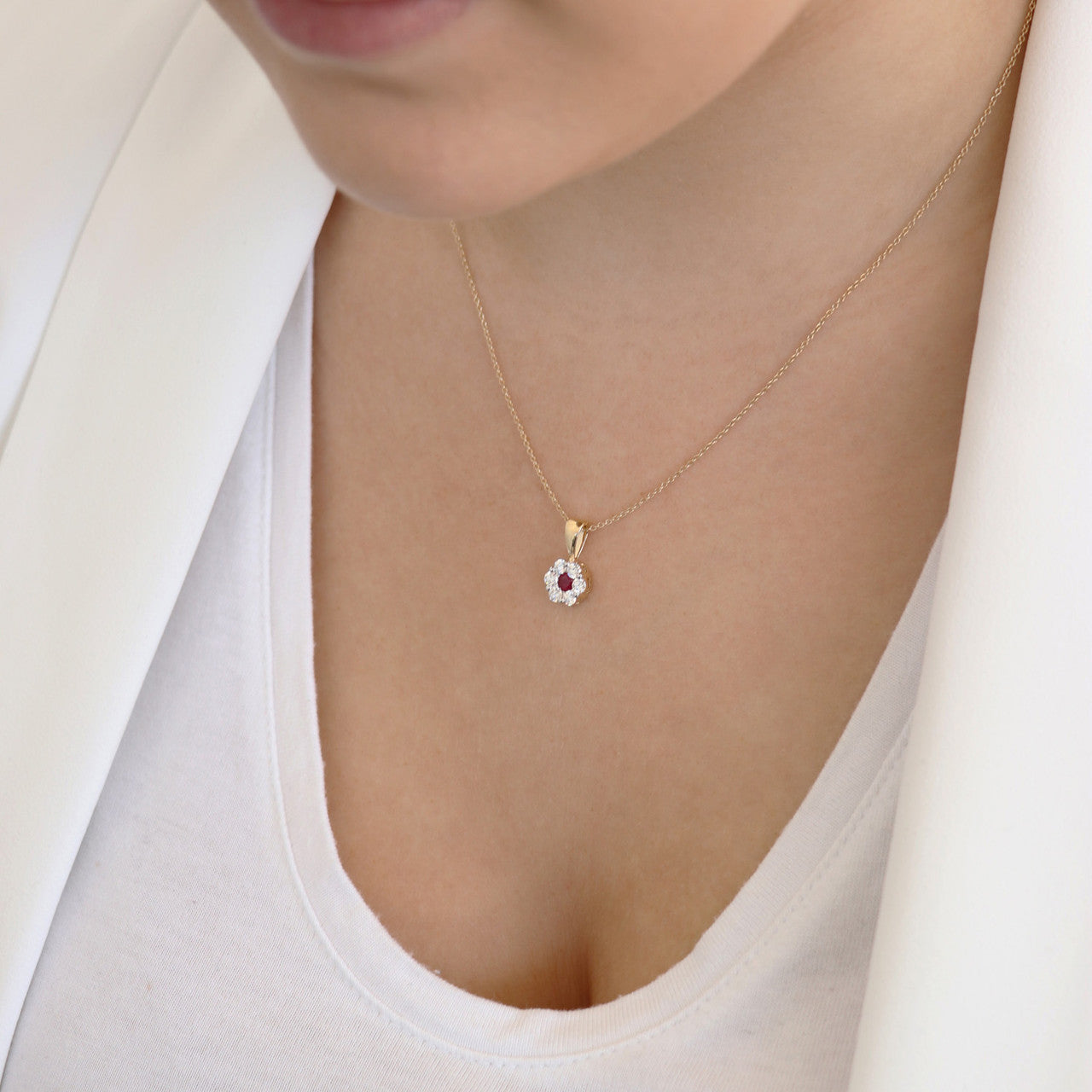 Ice Jewellery Ruby Diamond Pendant with 0.40ct Diamonds in 9K Yellow Gold - 9YRP50GHR | Ice Jewellery Australia