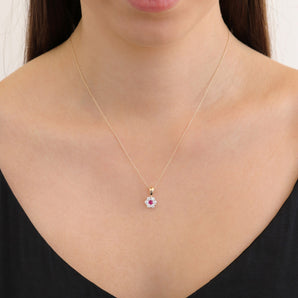Ice Jewellery Ruby Diamond Pendant with 0.53ct Diamonds in 9K Yellow Gold - 9YRP75GHR | Ice Jewellery Australia