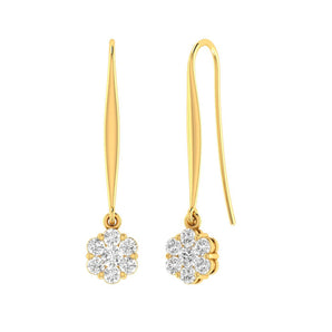 Ice Jewellery Cluster Hook Diamond Earrings with 0.15ct Diamonds in 9K Yellow Gold - 9YSH15GH | Ice Jewellery Australia