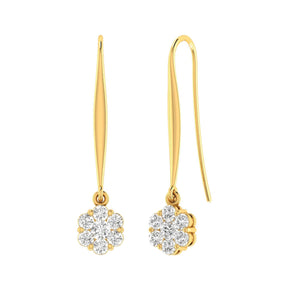 Ice Jewellery Cluster Hook Diamond Earrings with 0.33ct Diamonds in 9K Yellow Gold - 9YSH33GH | Ice Jewellery Australia