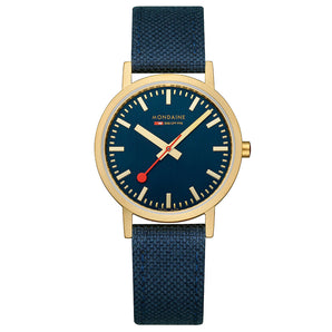 Mondaine Official Swiss Railways Classic Deep Ocean Blue Textile 36mm Watch - A660.30314.40SBQ | Ice Jewellery Australia