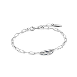 Ania Haie Navy Blue Enamel Carabiner Silver Bracelet - B031-01H-B | Ice Jewellery Australia