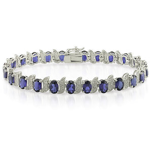 Ice Jewellery 13.5 Carat Created Sapphire & Diamond Bracelet in Sterling Silver - 7500081408 | Ice Jewellery Australia
