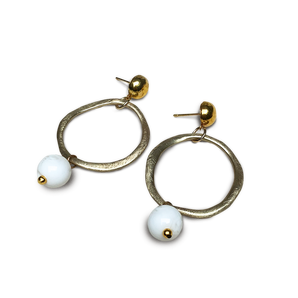 Brie Leon Organic Bead Drop Earrings Brushed Matt Gold - BL18E54-1 | Ice Jewellery Australia