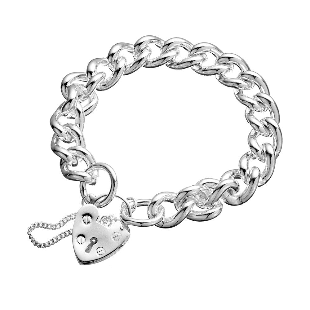 Ice Jewellery Sterling Silver Heavy Heart Padlock Bracelet - BR274 | Ice Jewellery Australia
