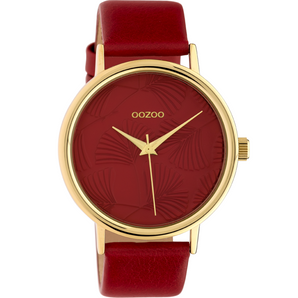 OOZOO Gold on Red Leather Womans Watch - C10393 | Ice Jewellery Australia