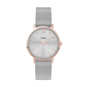 Cluse Minuit Silver Rose Gold/Silver Mesh - CW0101203004 | Ice Jewellery Australia