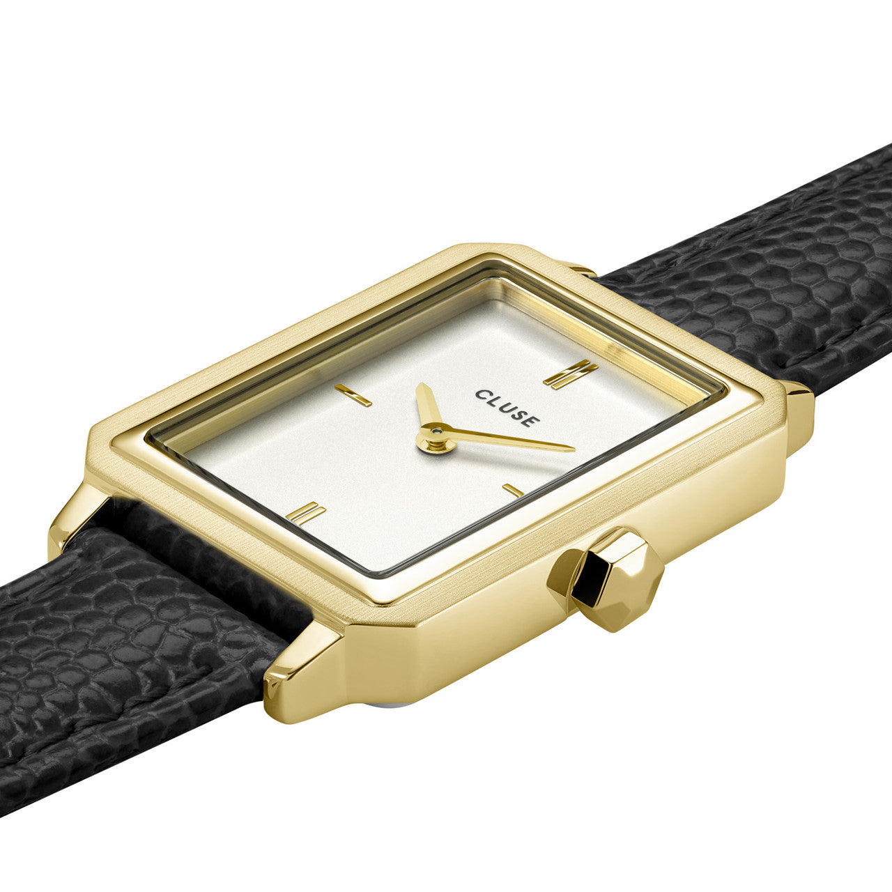 Cluse Fluette Gold White/Black Lizard Leather Watch - CW11504 | Ice Jewellery Australia
