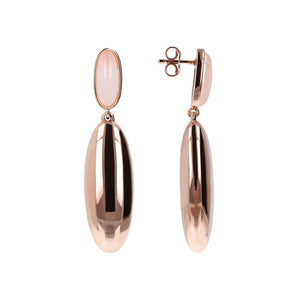 Bronzallure Polished Oval Rose Quartz Earrings - WSBZ01493.RQ | Ice Jewellery Australia