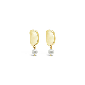Ichu Curved Pearl Earrings Gold - RP1607G | Ice Jewellery Australia