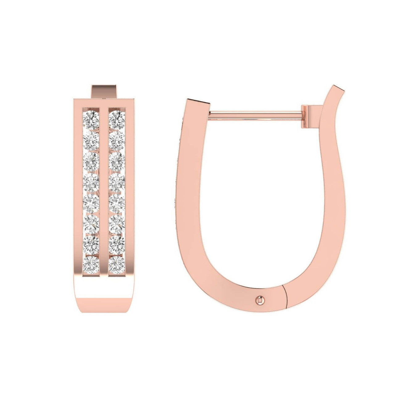 Ice Jewellery Diamond Huggie Earrings with 0.50ct Diamonds in 9K Rose Gold - D9RHUG50GH | Ice Jewellery Australia