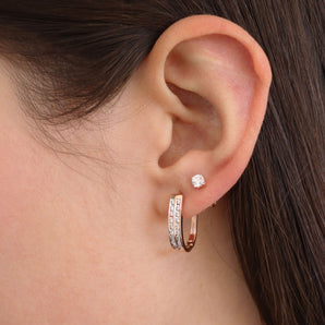 Ice Jewellery Diamond Huggie Earrings with 0.75ct Diamonds in 9K Rose Gold - D9RHUG75GH | Ice Jewellery Australia