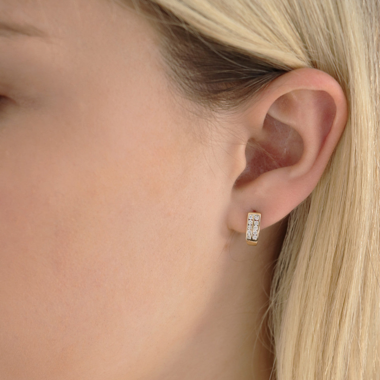 Ice Jewellery Diamond Huggie Earrings with 0.25ct Diamonds in 9K Yellow Gold - D9YHUG25GH | Ice Jewellery Australia