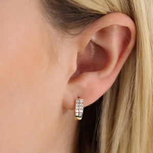 Ice Jewellery Diamond Huggie Earrings with 0.33ct Diamonds in 9K Yellow Gold - D9YHUG33GH | Ice Jewellery Australia