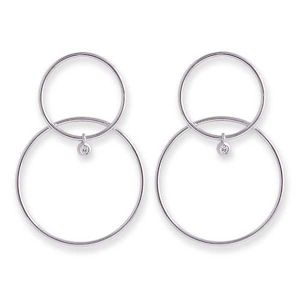 Bianc Double Hoop Cubic Zirconia Bezel Drop Earrings - 10100396 | Ice Jewellery Australia