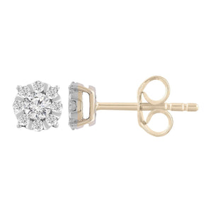 Ice Jewellery Stud Earrings with 0.25ct Diamonds in 9K Yellow Gold - E-14059A-025-Y | Ice Jewellery Australia