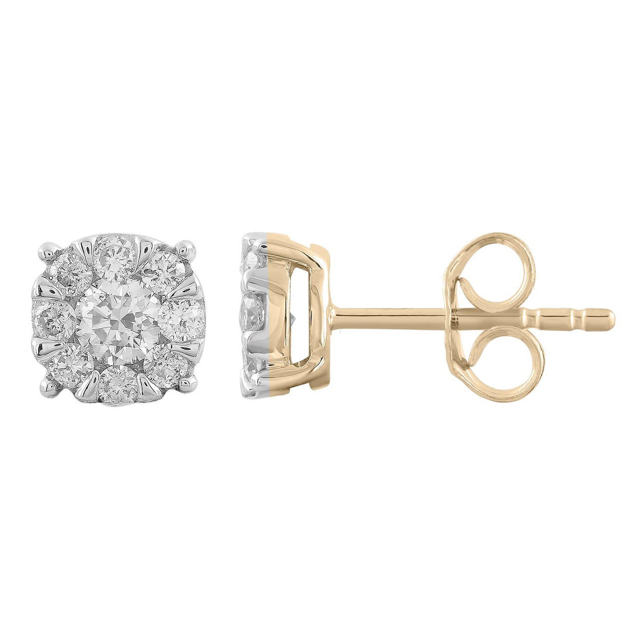 Ice Jewellery Stud Earrings with 0.50ct Diamonds in 9K Yellow Gold | Ice Jewellery Australia
