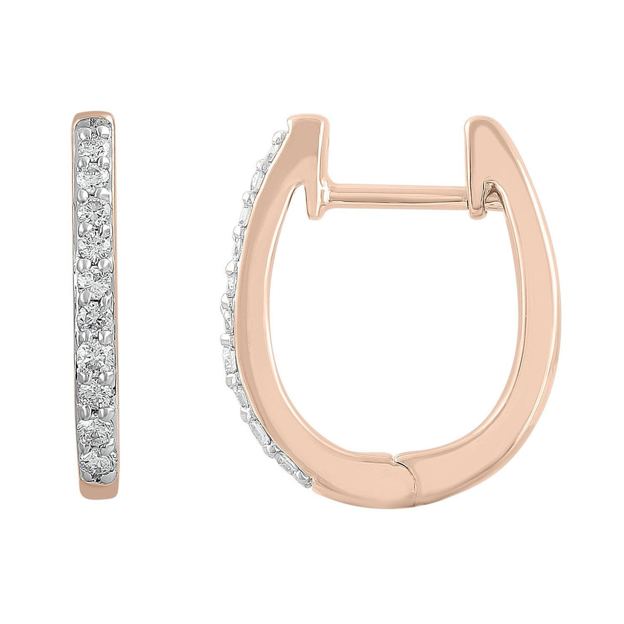 Ice Jewellery Huggie Earrings with 0.15ct Diamonds in 9K Rose Gold | Ice Jewellery Australia