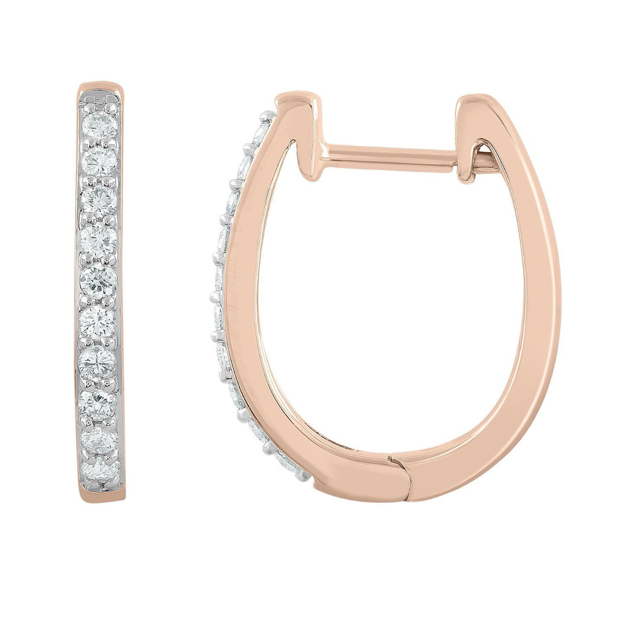 Ice Jewellery Huggie Earrings with 0.25ct Diamonds in 9K Rose Gold | Ice Jewellery Australia