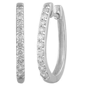 Ice Jewellery Huggie Earrings with 0.50ct Diamonds in 9K White Gold | Ice Jewellery Australia
