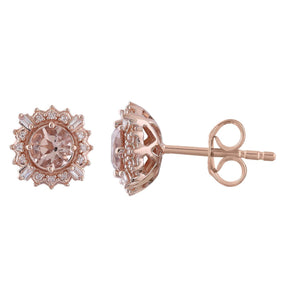 Ice Jewellery Morganites Stud Earrings with 0.10ct Diamonds in 9K Rose Gold | Ice Jewellery Australia