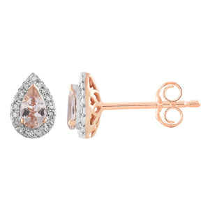 Ice Jewellery Morganite Earrings with 0.10ct Diamonds in 9K Rose Gold | Ice Jewellery Australia
